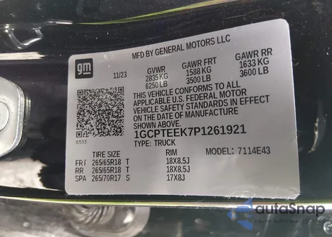 2023 Chevrolet Colorado 4Wd Short Box Trail Boss из США, поврежденный, VIN 1GCPTEEK7P1261921